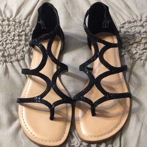 Black sparkly sandals